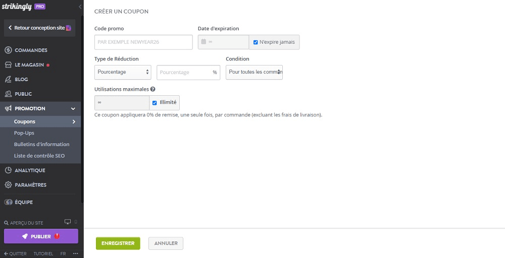 null Coupons Strikingly